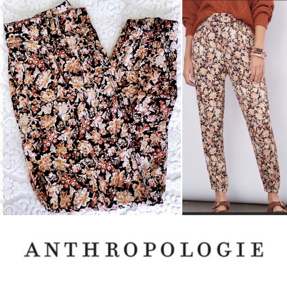 Anthropologie Diandra Pleated Floral Joggers NWT
